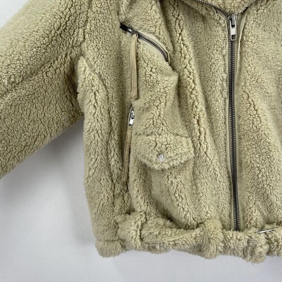 Free People Jacket Womens Medium Brown Faux Fur Oversized Moto Boho Cabincore - Picture 7 of 15